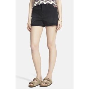 Madewell Washed Black Cuffed Raw Hem High Rise Denim Shorts
